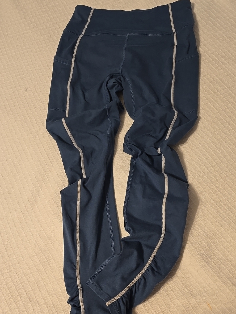 Free People Blue Leggings Contrast Piping Back Zip Pocket     #X - Picture 2 of 16
